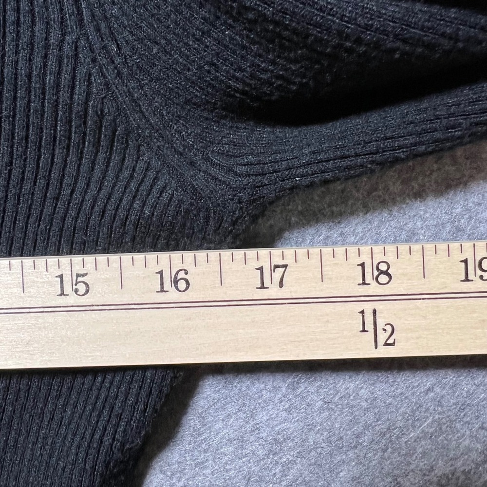 Vintage Y2K Black Ribbed Mock Neck Sweater Mesh Whimsigoth‎ M Embellished - Picture 7 of 8